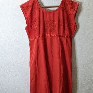 Embroidered Tomato Red Maxi Dress Boho Farm summer